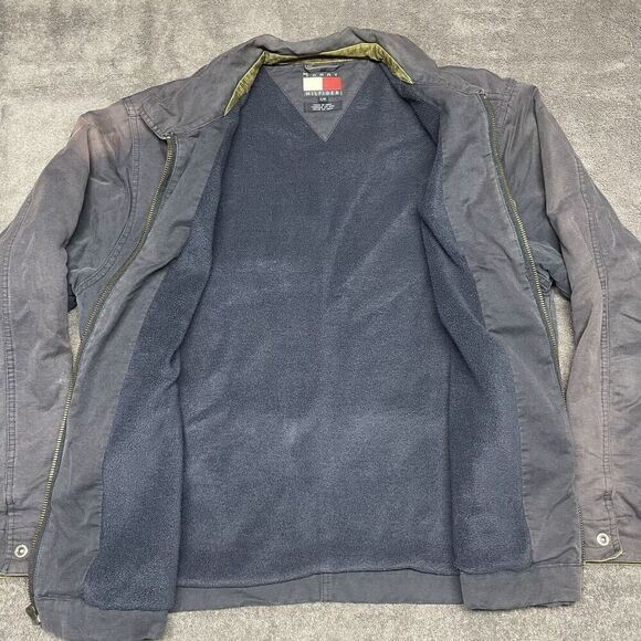 Vintage Tommy Hilfiger Jacket Men's L Blue Long Sleeve Chore Work 90s Faded - Picture 4 of 12